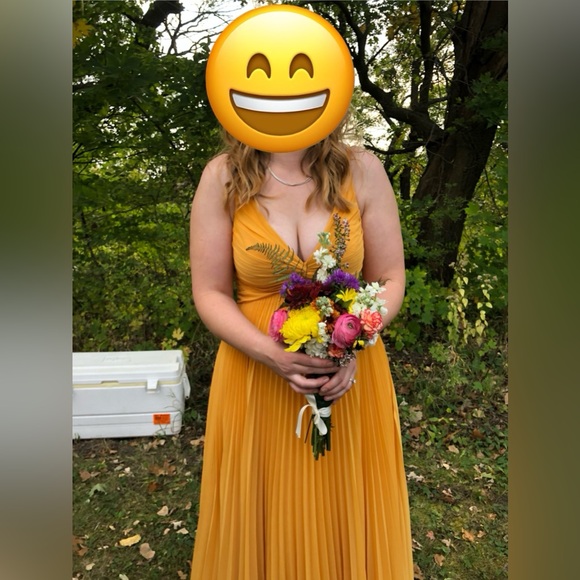 Worn once! Golden yellow ankle length formal dress-bridesmaid, homecoming, prom - Picture 2 of 9